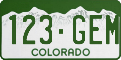 CO license plate 123GEM