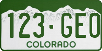 CO license plate 123GEO