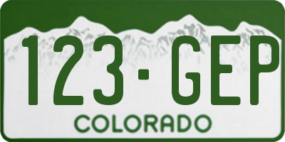 CO license plate 123GEP