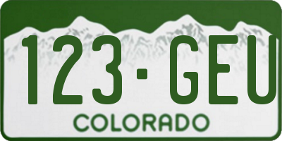CO license plate 123GEU