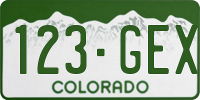 CO license plate 123GEX