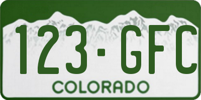 CO license plate 123GFC