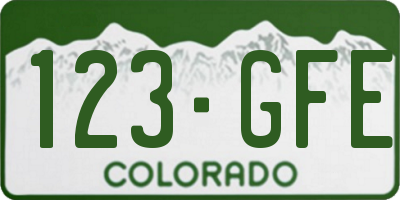CO license plate 123GFE