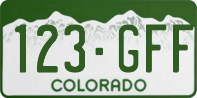 CO license plate 123GFF