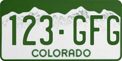 CO license plate 123GFG