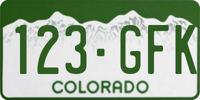 CO license plate 123GFK