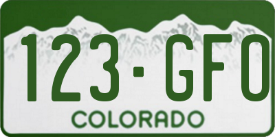CO license plate 123GFO