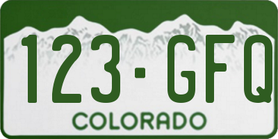CO license plate 123GFQ