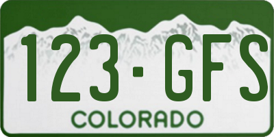 CO license plate 123GFS