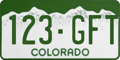 CO license plate 123GFT