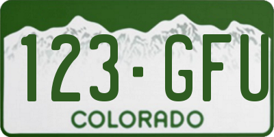 CO license plate 123GFU