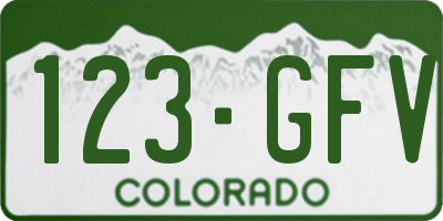 CO license plate 123GFV
