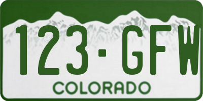 CO license plate 123GFW