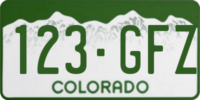 CO license plate 123GFZ
