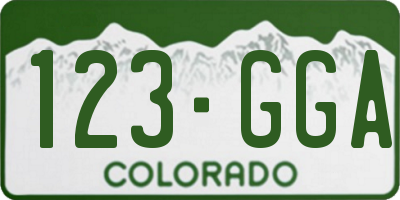 CO license plate 123GGA