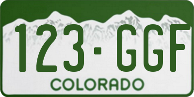CO license plate 123GGF