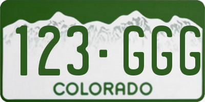 CO license plate 123GGG