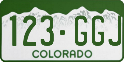 CO license plate 123GGJ