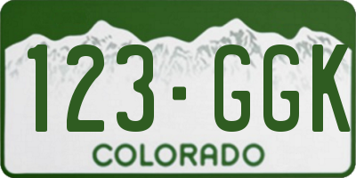 CO license plate 123GGK