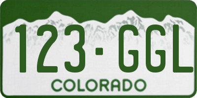 CO license plate 123GGL