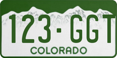 CO license plate 123GGT
