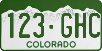 CO license plate 123GHC