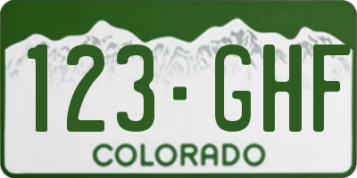 CO license plate 123GHF