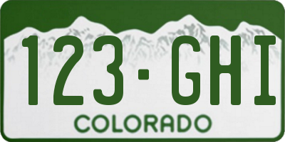 CO license plate 123GHI
