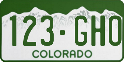 CO license plate 123GHO