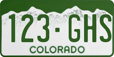 CO license plate 123GHS