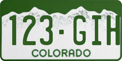 CO license plate 123GIH