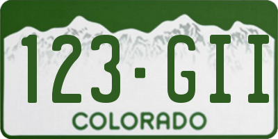 CO license plate 123GII