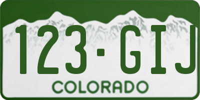 CO license plate 123GIJ