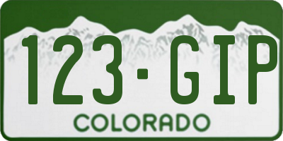 CO license plate 123GIP