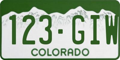 CO license plate 123GIW