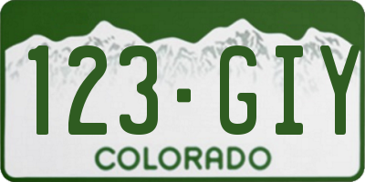 CO license plate 123GIY