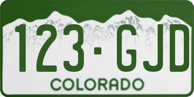 CO license plate 123GJD