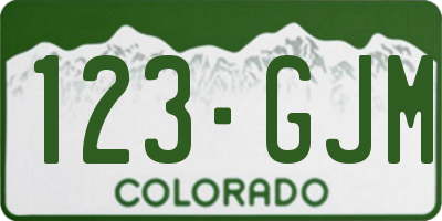 CO license plate 123GJM