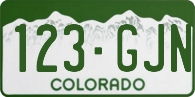 CO license plate 123GJN