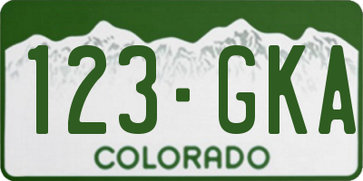 CO license plate 123GKA