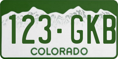 CO license plate 123GKB