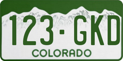 CO license plate 123GKD