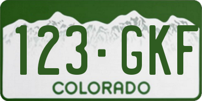 CO license plate 123GKF