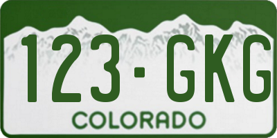 CO license plate 123GKG