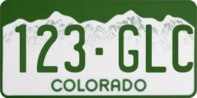 CO license plate 123GLC