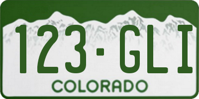 CO license plate 123GLI