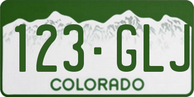 CO license plate 123GLJ