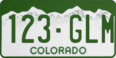 CO license plate 123GLM