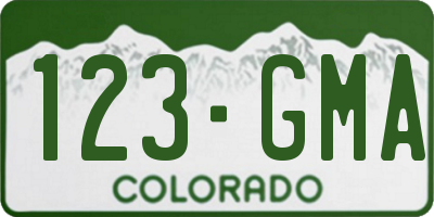 CO license plate 123GMA