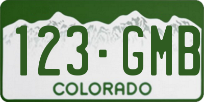 CO license plate 123GMB